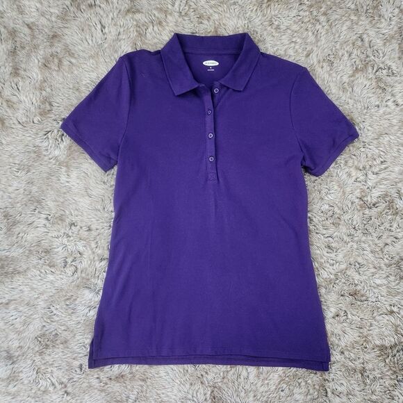 Old Navy Short Sleeve Collared Polo Shirt Purple Women's Size Medium - Picture 1 of 8